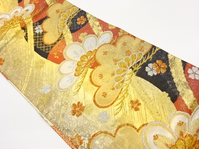 佐賀錦松藤に桜模様織出し全通袋帯